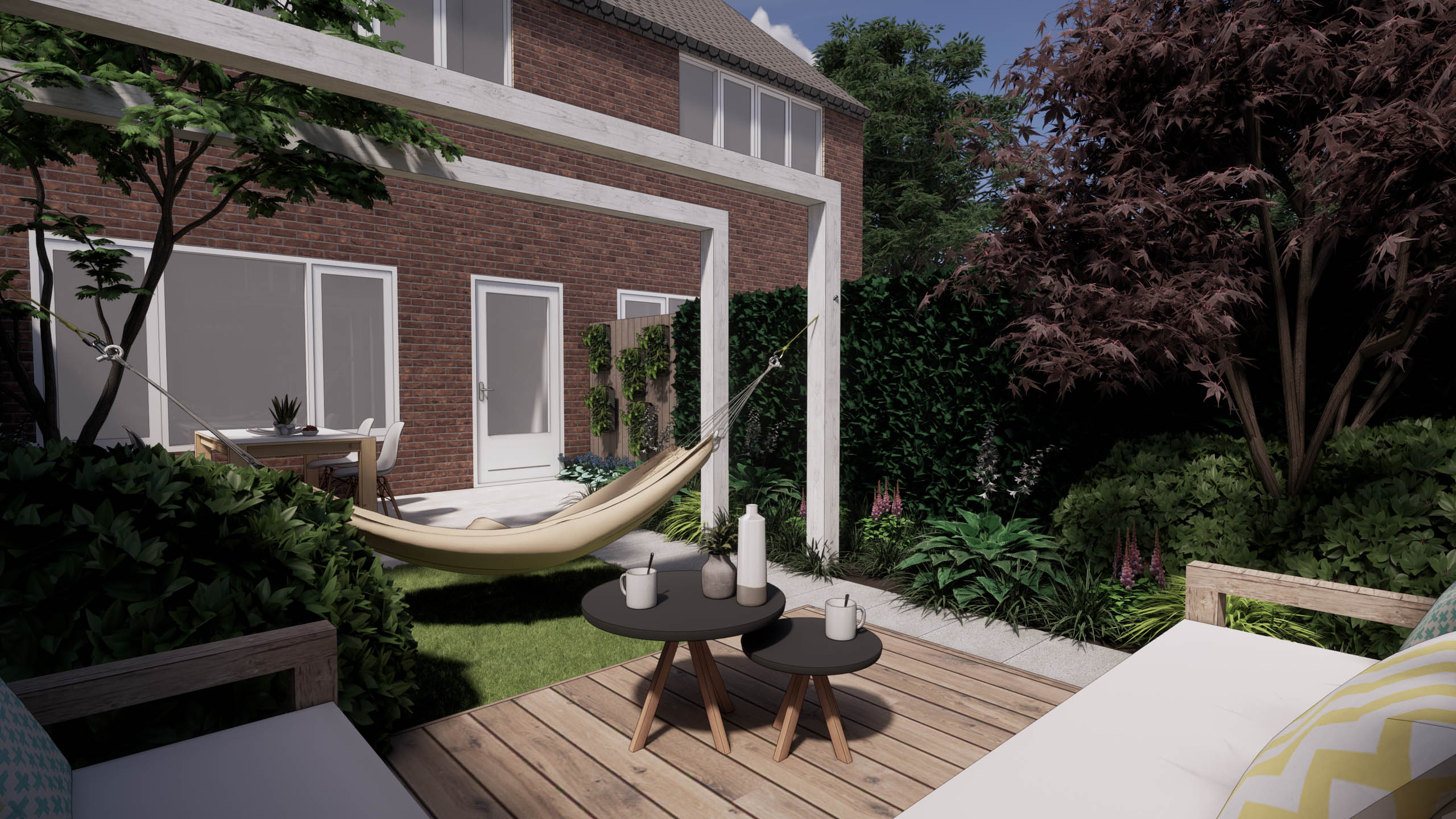 Groene achtertuin ontwerp Groene achtertuin ontwerp